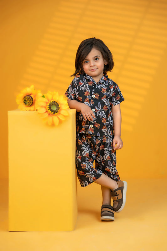 Baby/boy summer feather printed style printed shirt and short - #SH-733