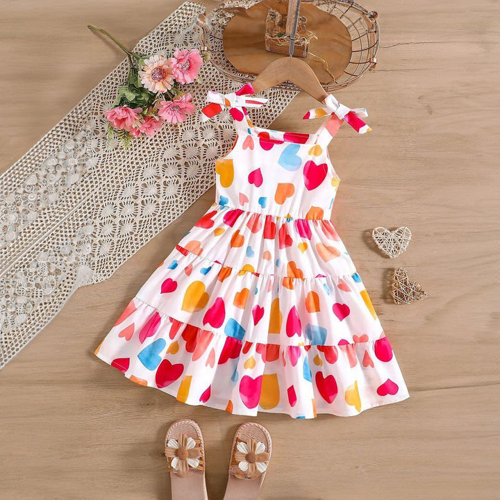 Baby girl multi heart printed dress - #105