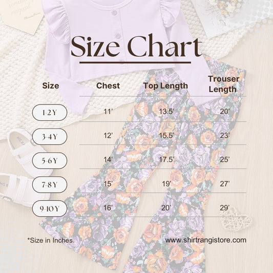 Baby girl purple button style top with multi printed flare style pant - #SH-720