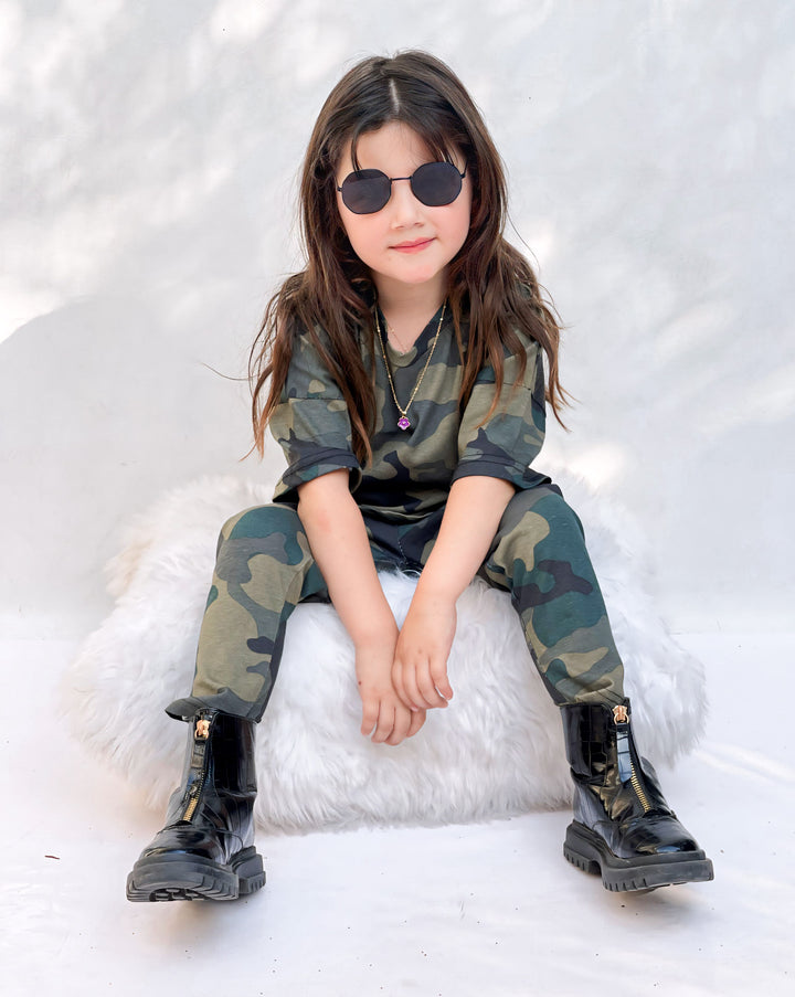 Baby girl camo printed summer tracksuit