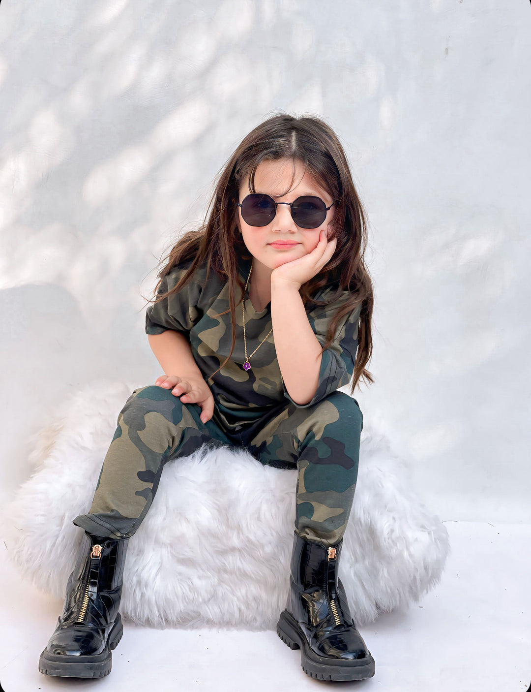 Baby girl camo printed summer tracksuit