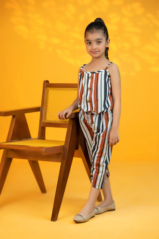 Baby girl lining style printed top and pant - #SH-701