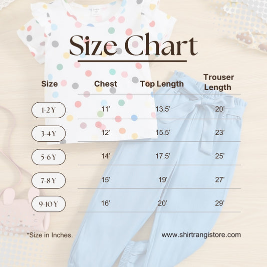 Baby girl multi polka dot style top with blue pant - #SH-703