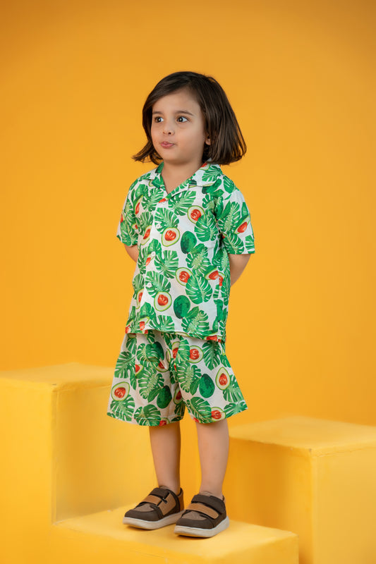 Baby/boy summer avocado printed shirt and short - #SS506