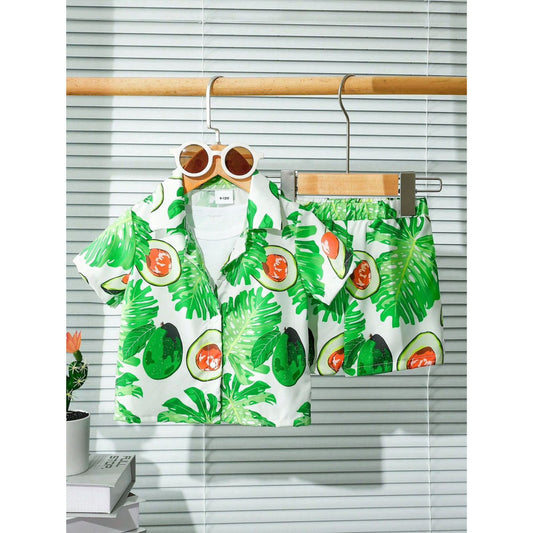 Baby/boy summer avocado printed shirt and short - #SS506