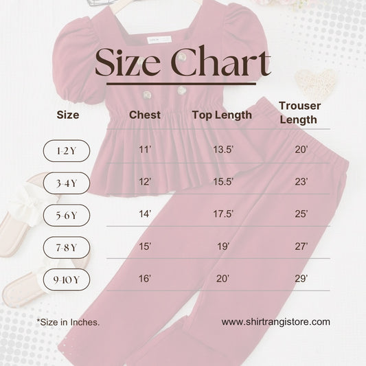 Baby girl maroon flare style button top with basic pant - #SH-722