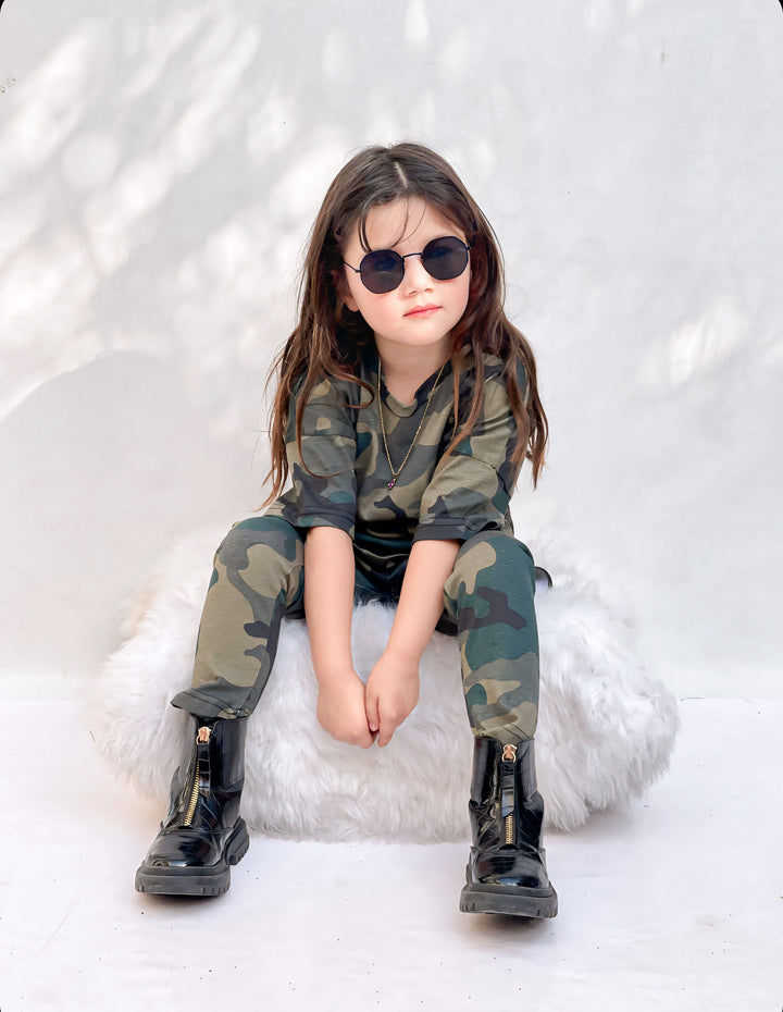 Baby girl camo printed summer tracksuit