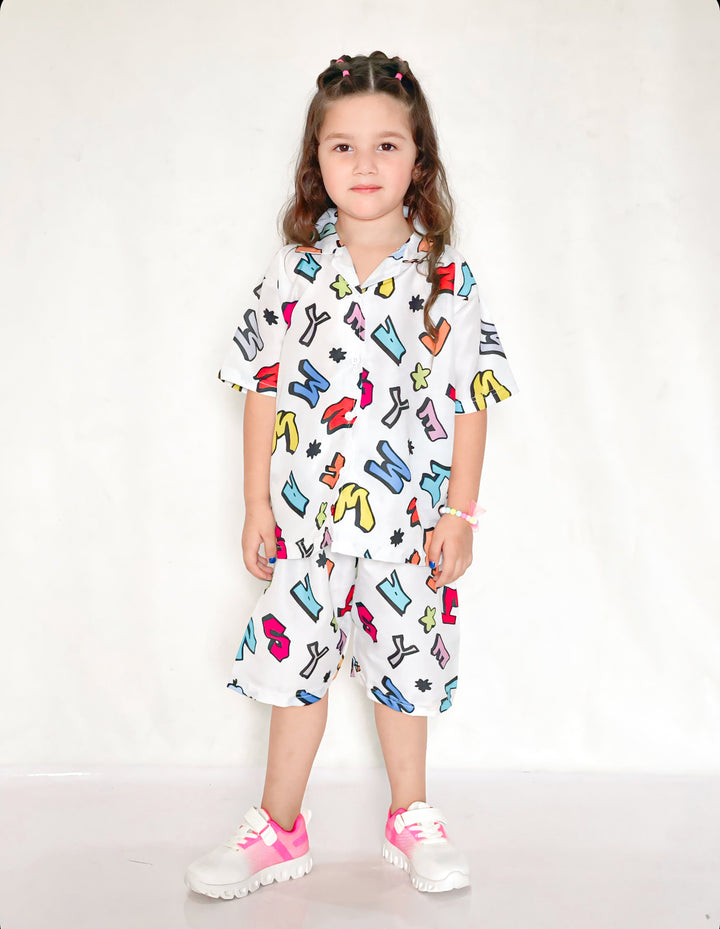 Baby/boy multi alphabetic printed kids short and shirt - #SS511