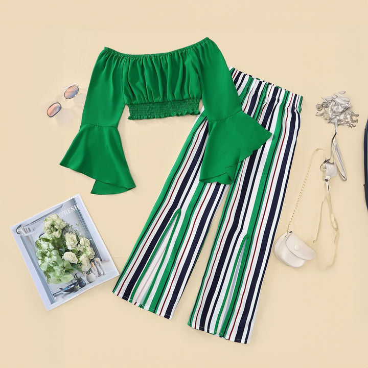 Baby girl green top with lining pant - #97