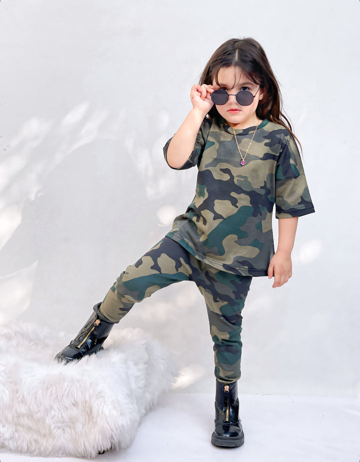 Baby girl camo printed summer tracksuit