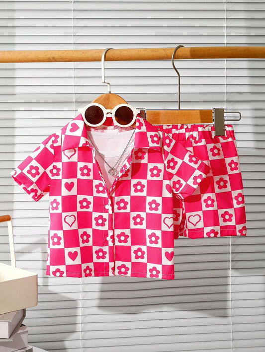 Baby/boy summer pink printed shirt and short - #SS507