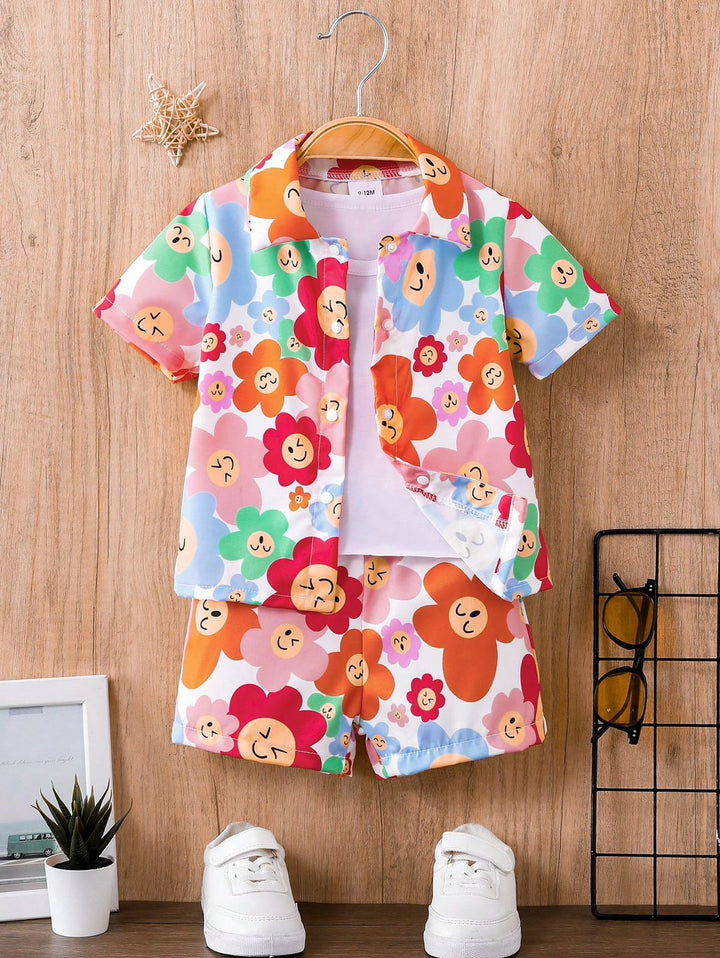 Baby/boy summer multi floral printed shirt and short - #SS508