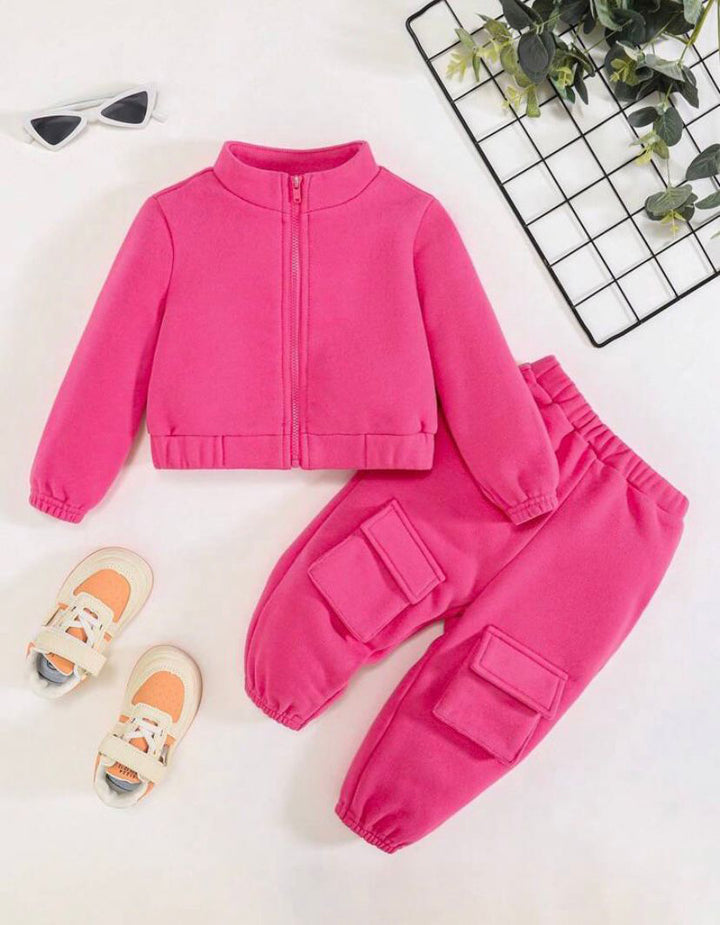 Baby/boy zip-up jacket with pocket style pant