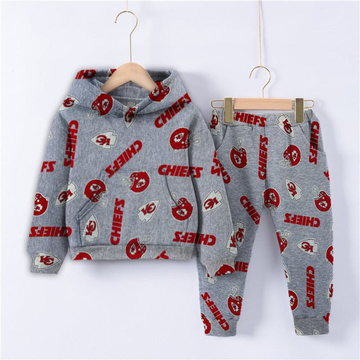 Baby/boy red printed style heather gray winter hooded tracksuit