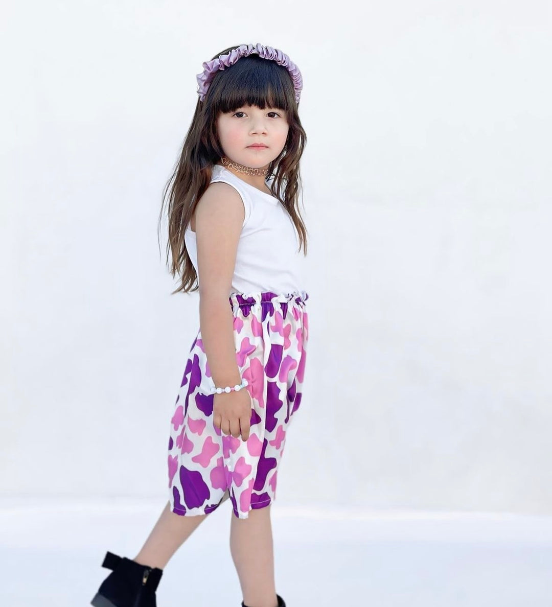 Baby girl sunset purple cheetah printed style dress - #117