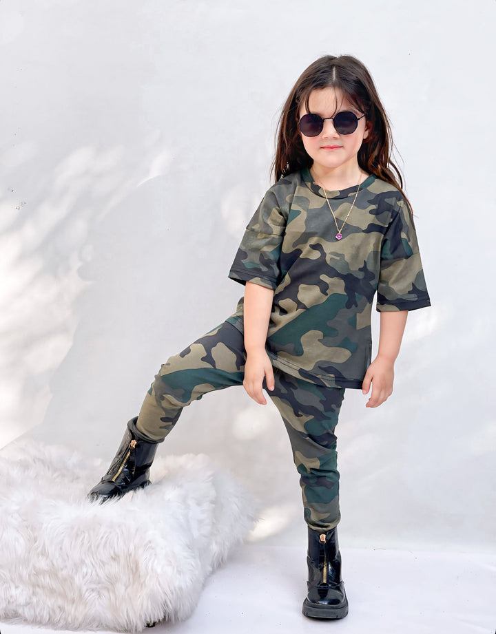 Baby girl camo printed summer tracksuit