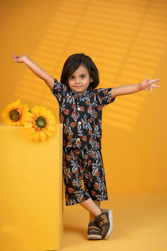 Baby/boy summer feather printed style printed shirt and short - #SH-733