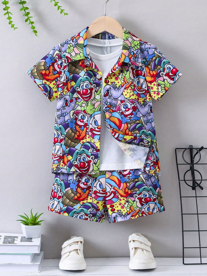 Baby/boy multi jocker style cartoon printed kids short and shirt - #SS22