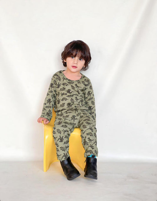 Baby/boy dino style printed kids wear - #3006