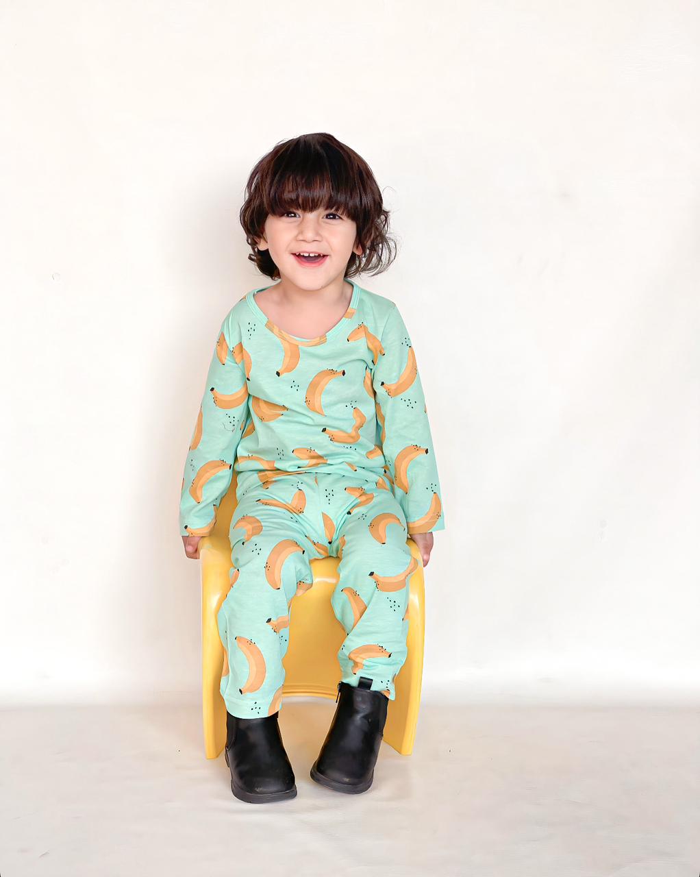 Baby/boy green banana style printed kids wear - #3005