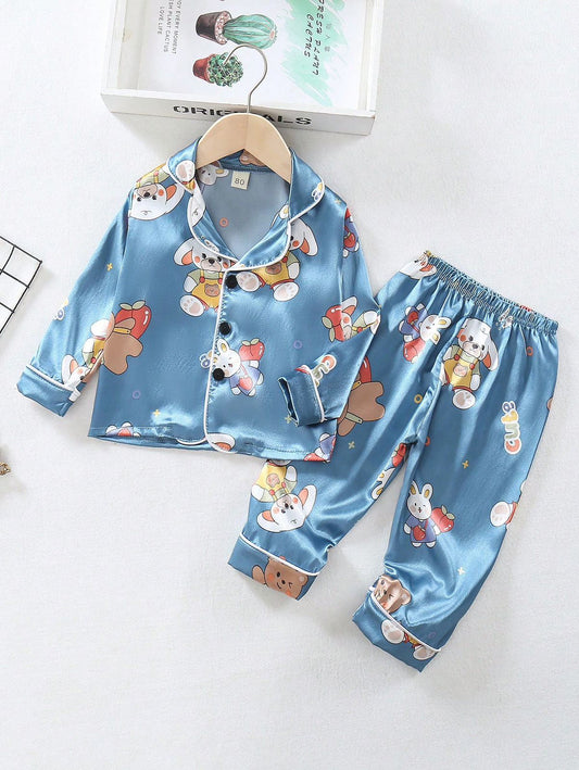 Baby/boy blue cartoon printed sleepwear set - #NS3