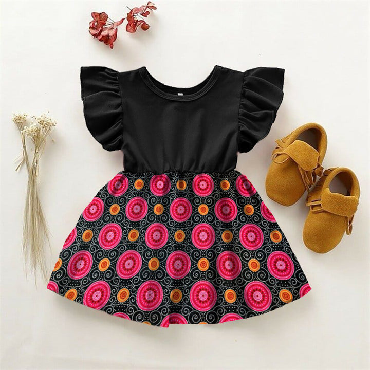 Baby girl trendy black printed dress