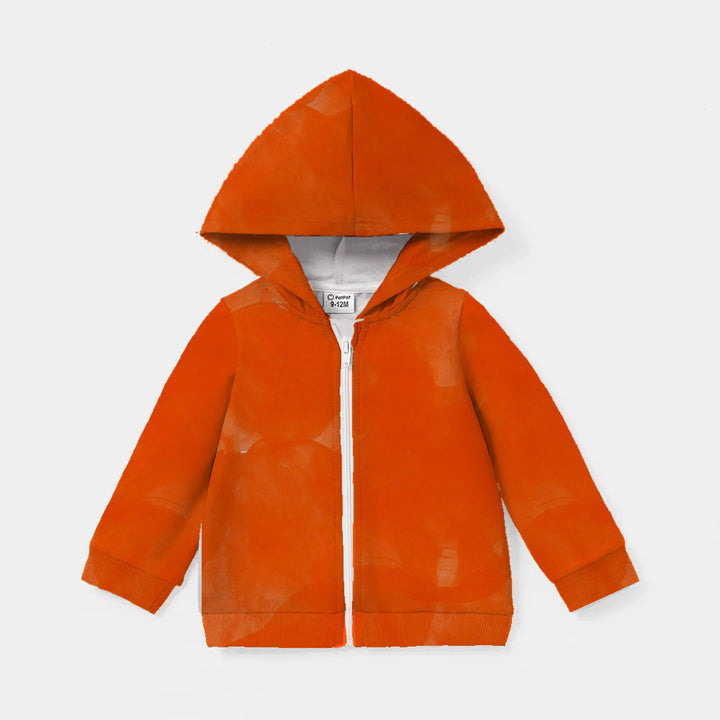 Baby/boy winter orange tie dye style hooded zipper