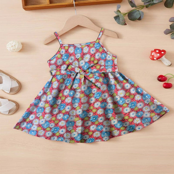 Baby girl pink floral belt style dress