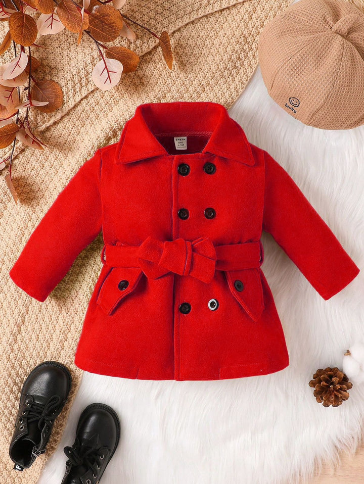 Baby/boy belt style red button coat - #Coat0005