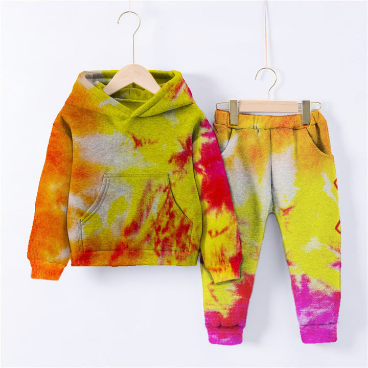 Baby/boy rang shade tie dye printed style hooded tracksuit