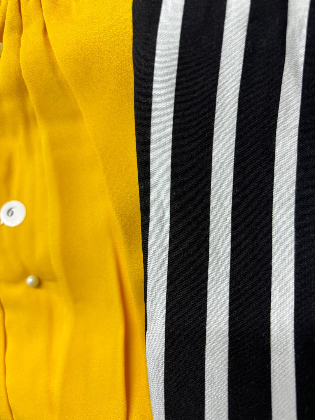 Baby girl yellow top with black and white lining pant - #98