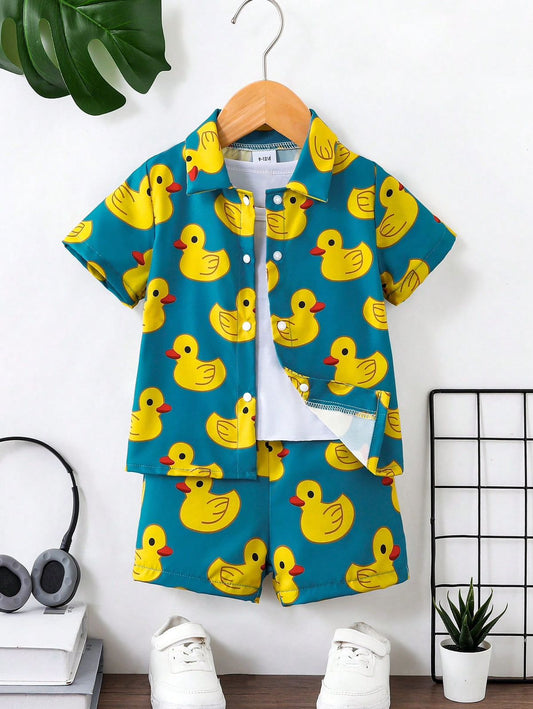 Baby/boy duck printed style kids short and shirt - #SS516