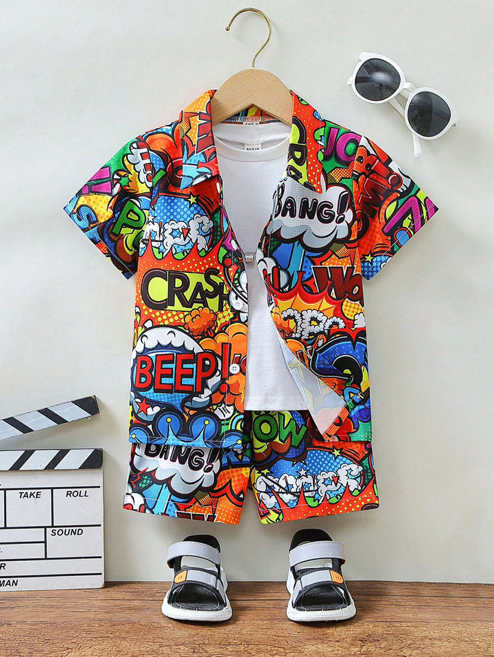 Baby/boy multi cartoon graphics style printed kids short and shirt - #SS512