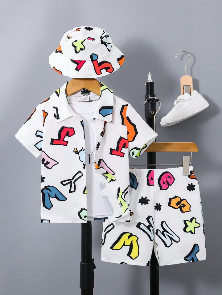 Baby/boy multi alphabetic printed kids short and shirt - #SS511