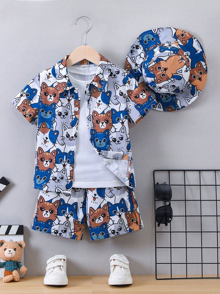 Baby/boy kitty new style printed kids shirt and short - #SS19