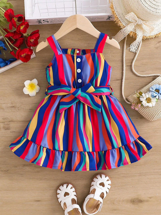 Baby girl multi style lining printed style dress - #SH-725