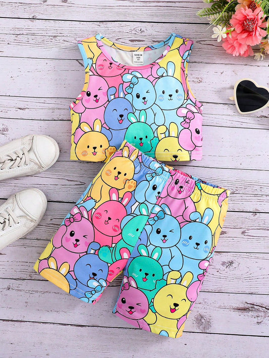 Baby girl bear multi printed style casual wear - #SH-737