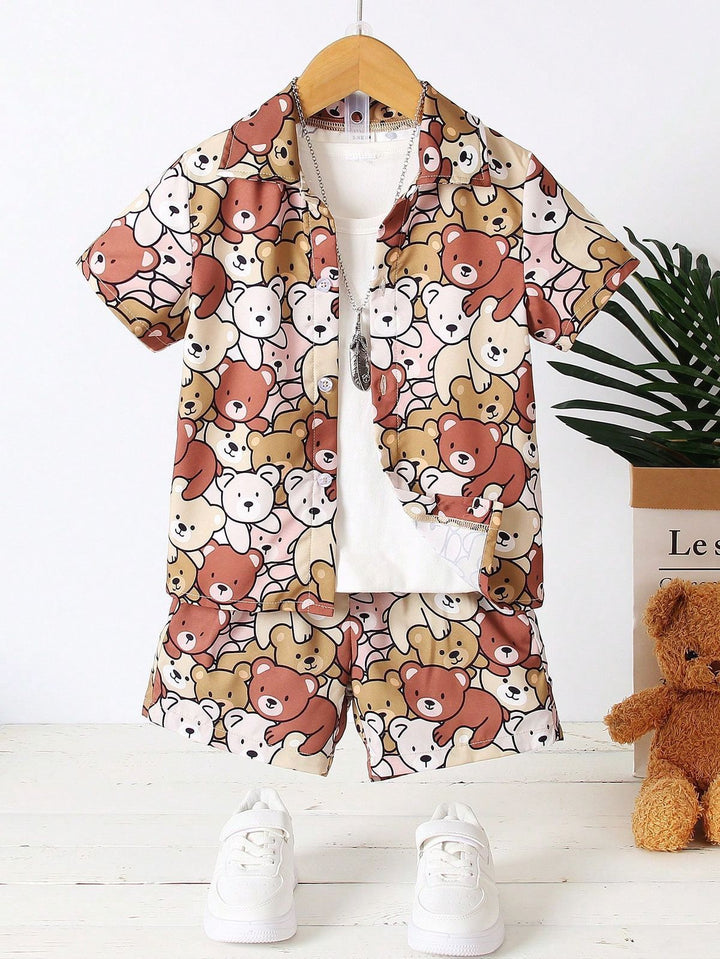 Baby/boy teddy bear printed style kids short and shirt - #SS23