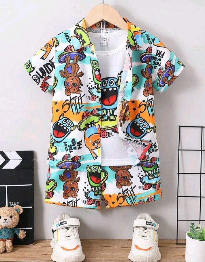 Baby/boy street style multi printed kids short and shirt  - #SS22