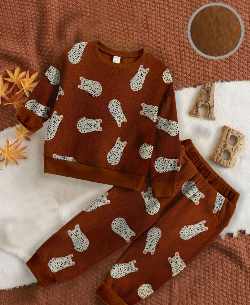 Baby/boy brownie style printed winter fleece tracksuit