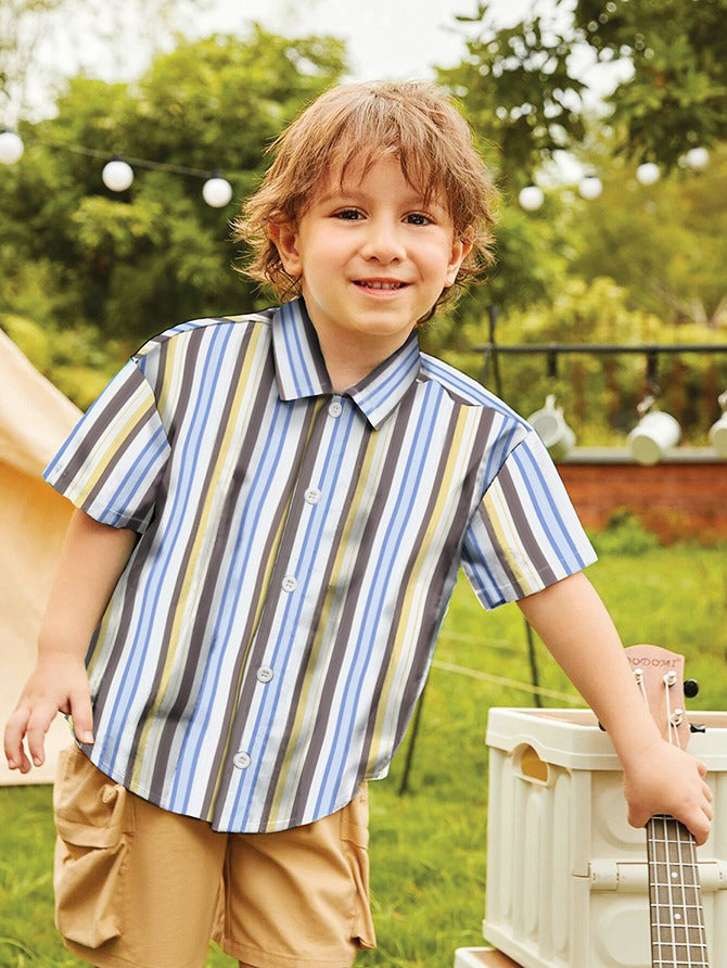 Toddler boy trio lining button shirt