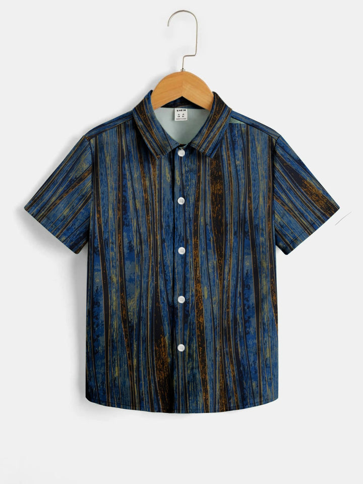 Toddler boy beach style printed button shirt